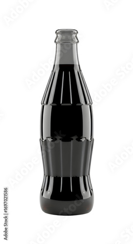 3D black glass soda bottle