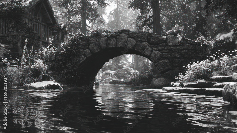 Fototapeta premium Stone bridge over waterway