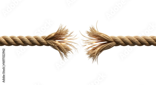 A broken rope stretched tight and stressed 