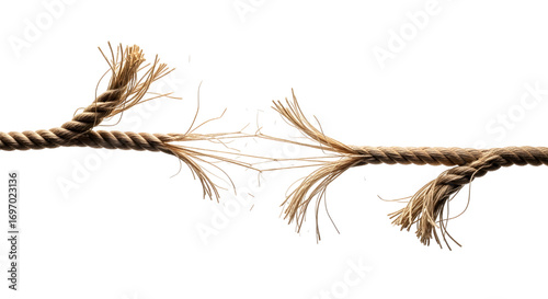 A broken rope stretched tight and stressed 