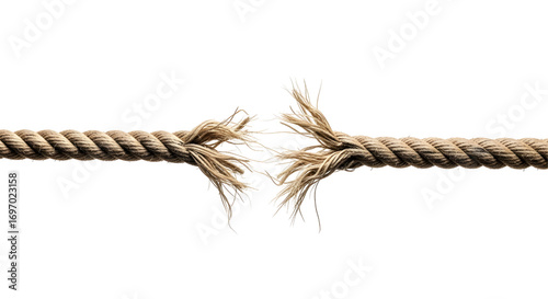 A broken rope stretched tight and stressed 