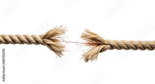 A broken rope stretched tight and stressed 