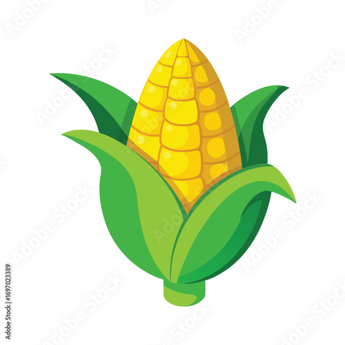 3D Cartoon Corn on White Background