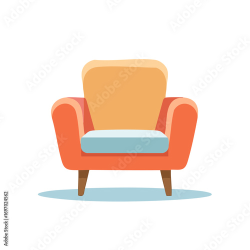 A comfortable and stylish armchair with an orange color, perfect for relaxing. The chair is designed to provide maximum comfort and support, with soft cushioning and a sturdy frame.