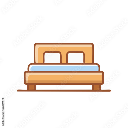 A cozy wooden bed with pillows, perfect for a comfortable sleep
