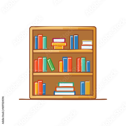 A colorful bookshelf filled with books, symbolizing knowledge, education, and literature