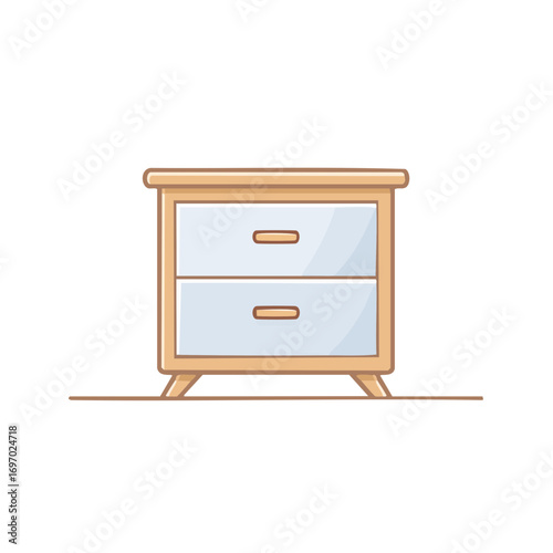 A charming nightstand with two drawers, perfect for a bedroom setting. Its simple design offers functionality