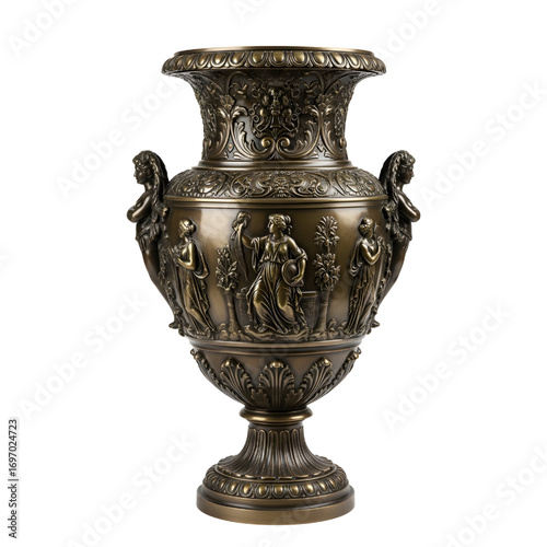 antique bronze vase isolated on white background