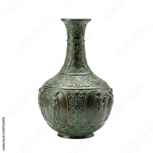 antique bronze vase isolated on white background