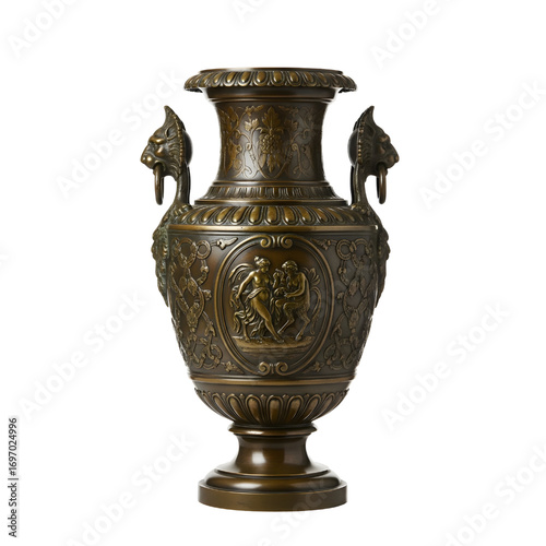 antique bronze vase isolated on white background