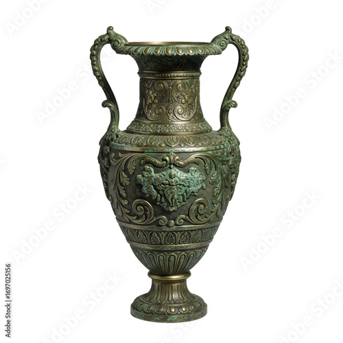 antique bronze vase isolated on white background