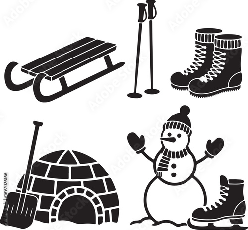 Winter Fun Icons Set
