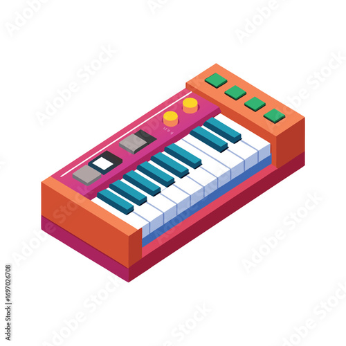 3D Cartoon Piano on White Background