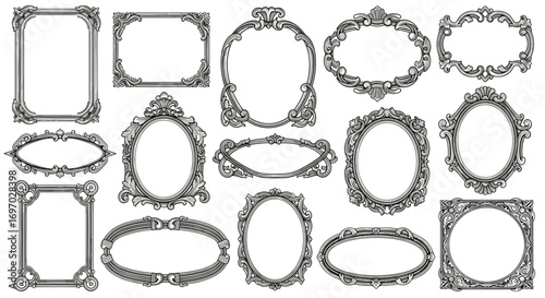 Collection of ornate vintage frames in various shapes and designs view