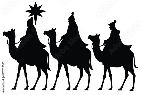 three wise men silhouette vector art