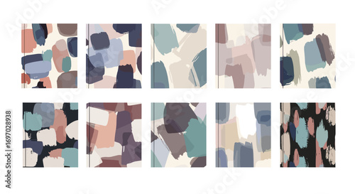 Ten abstract paintings with various color palettes and brushstrokes style