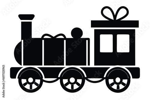 toy train gift silhouette vector art