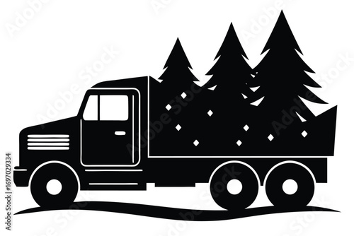 winter truck silhouette vector art