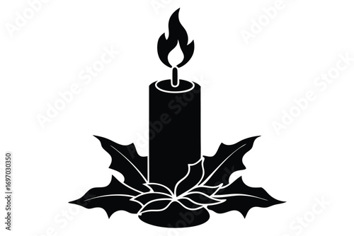 christmas candle flame silhouette vector art