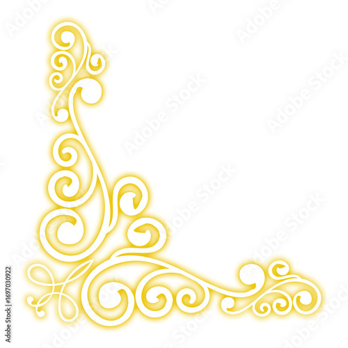Elegant gold filigree corner flourish on black backdrop