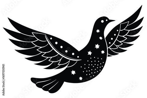 christmas dove silhouette vector art