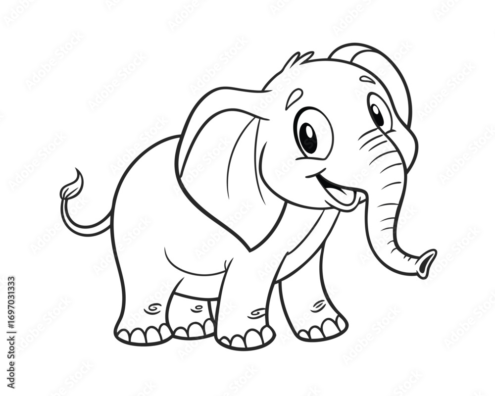 Fototapeta premium Cute Cartoon Elephant Outline for Childrens Coloring Book or Educational Material Friendly Animal Illustration