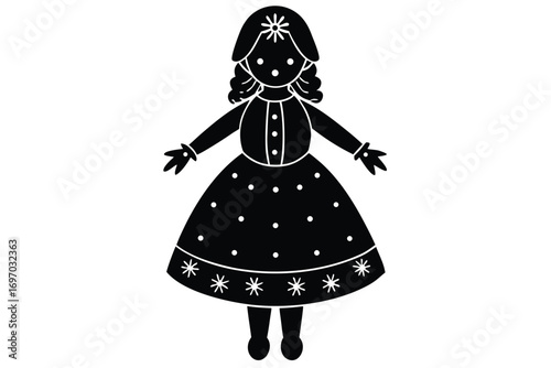 festive doll silhouette vector art