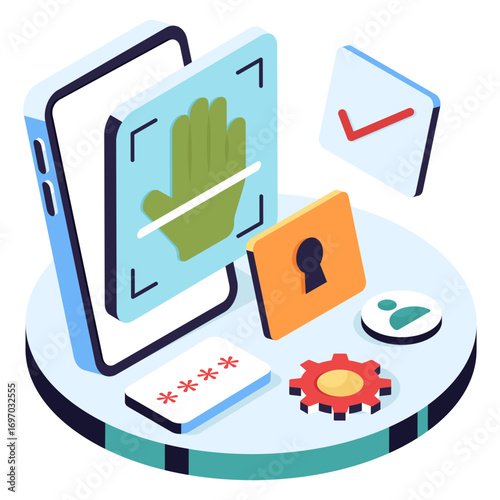 A premium download illustration of hand scan