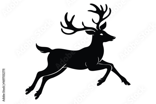 flying reindeer silhouette vector art
