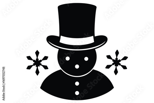 frosty snowman hat silhouette vector art