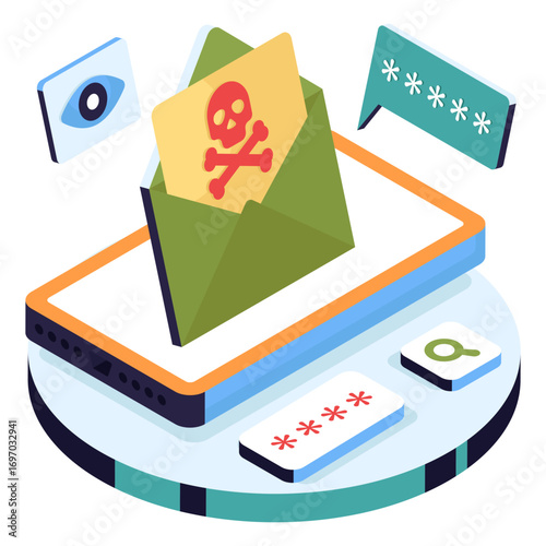 Mail hacking illustration in editable design