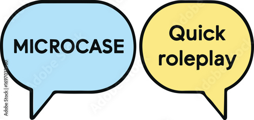 Microcase scenario tiny roleplay dialog bubble pair illustration