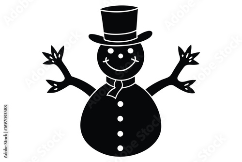 jolly snowman silhouette vector art