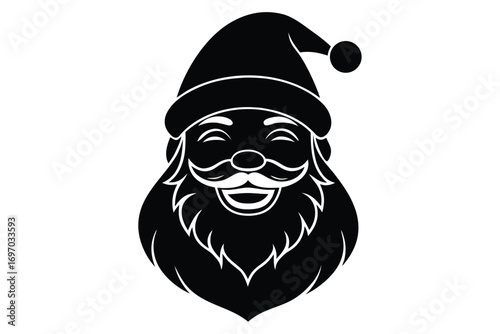 jolly santa face silhouette vector art
