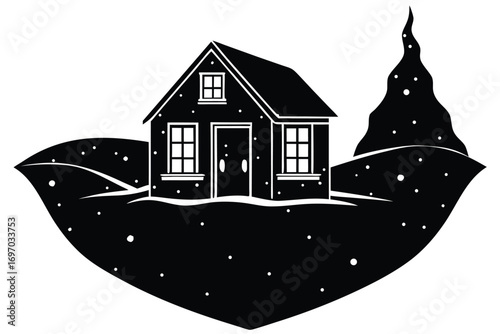 north pole house silhouette vector art