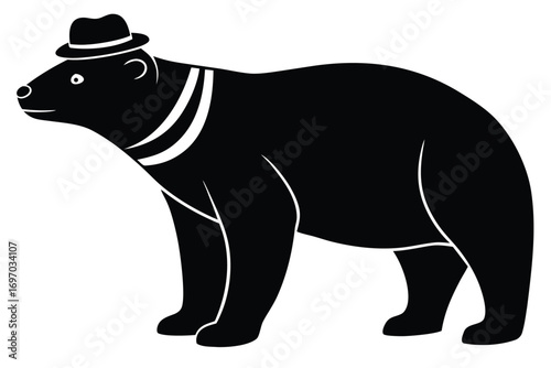 polar bear with hat silhouette vector art