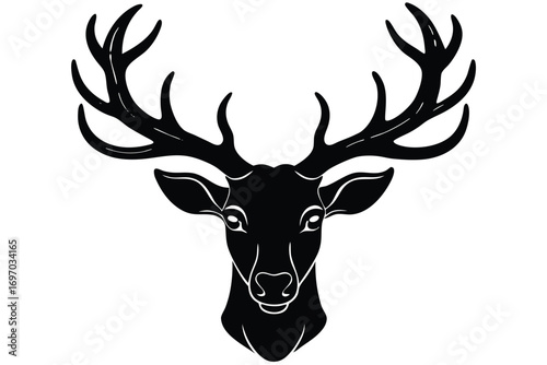 reindeer head silhouette vector art