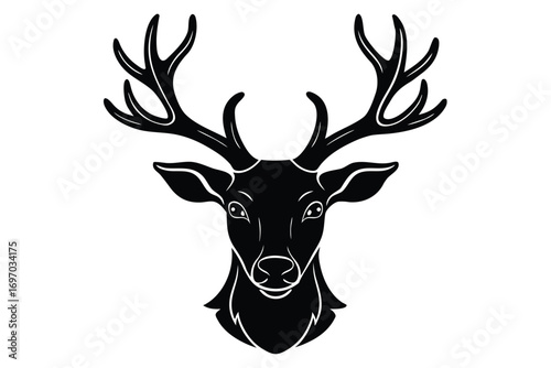 reindeer face silhouette vector art