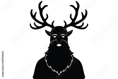 santa reindeer antlers silhouette vector art