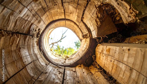 Wooden tree trunk interior