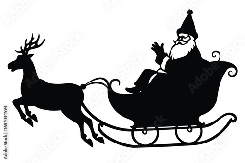 santa sleigh ride silhouette vector art