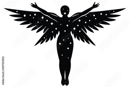 snow angel silhouette vector art