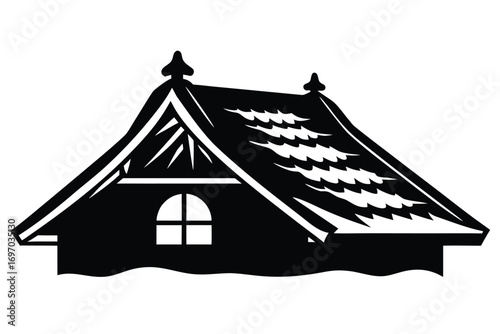 snow covered roof silhouette vector art