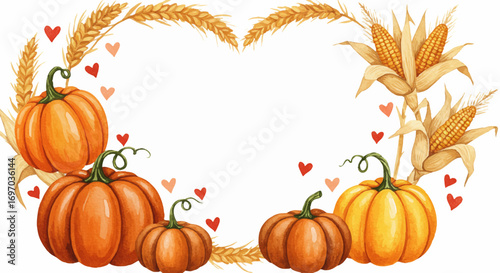 Pumpkins in a Heart Frame