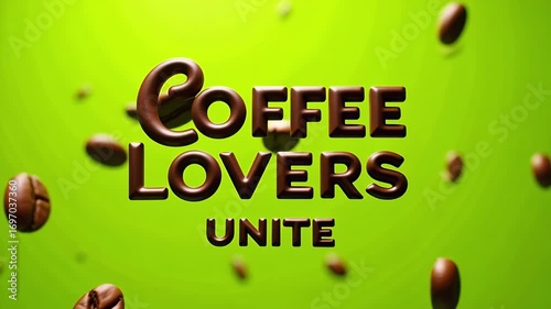 Rich coffee beans swirl around bold 3D 