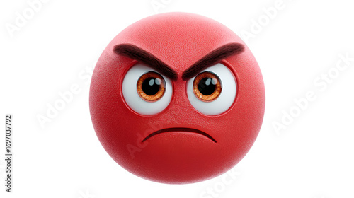 Angry Red Emoji Face Showing Frustration and Rage