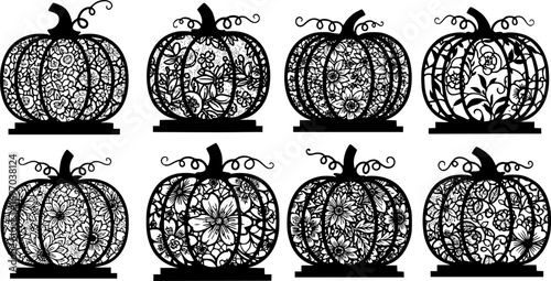 Lace Pumpkin Vector Illustration – Thanksgiving Day and Halloween Decorative Design