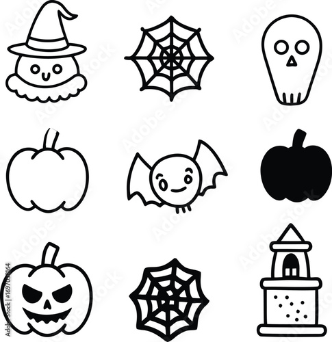Halloween icons set vector illustration.