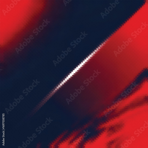 Abstract red navy halftone gradient vector background with diagonal divide and bright white edges neon glitch effect modern digital texture for posters banners and covers