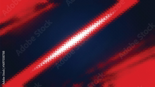 Abstract red navy halftone gradient vector background with diagonal divide and bright white edges neon glitch effect modern digital texture for posters banners and covers